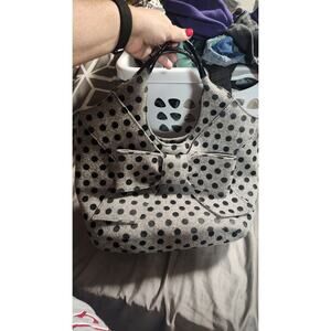 Kate Spade Walker Park Tate Gray Polka Dot Handbag Wool Felted Bow Satchel